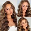 Lace Front Wig for Women - Middle Part Long Wavy Hair with Voluminous Ombre Highlights, Natural Looking Synthetic Curly Hairpiece