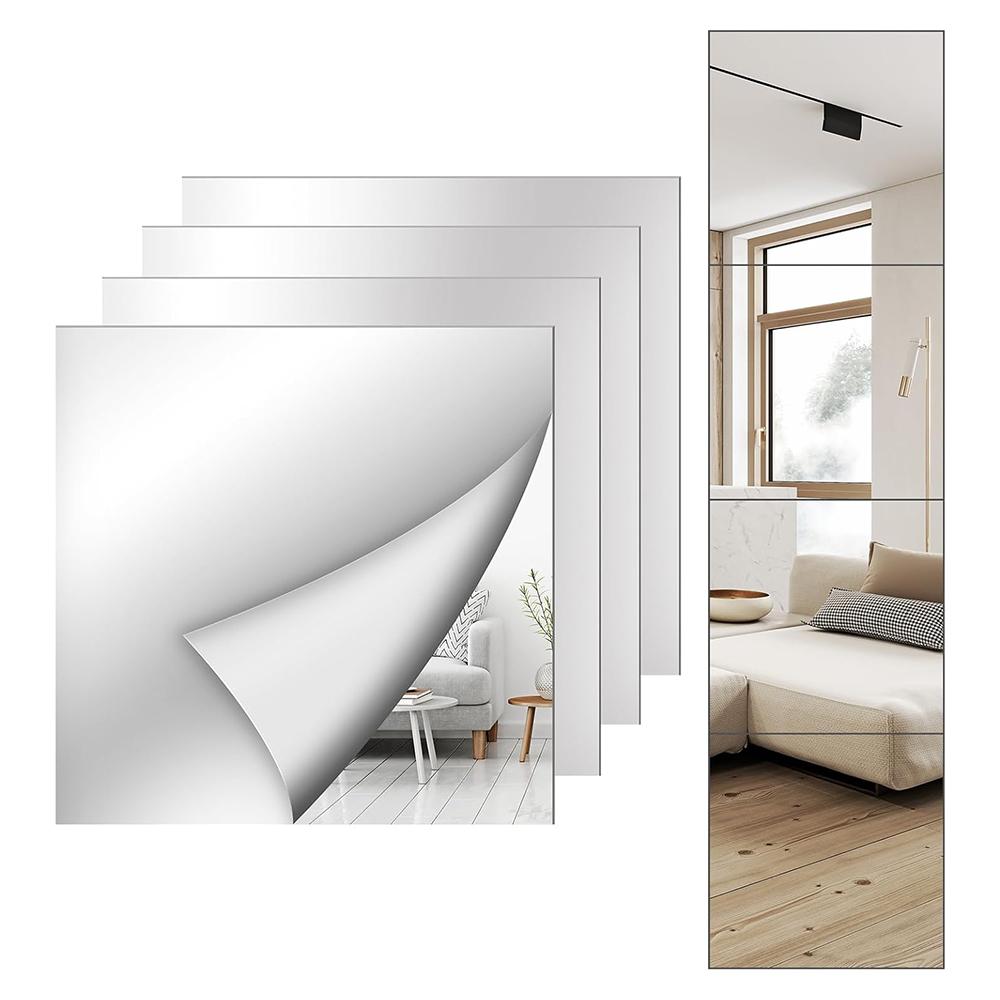 

Full Length Unbreakable Mirror Tiles for Home Gym Door, Soft Acrylic Squares Mirror Wall Full Body Shatterproof Mirror Stickers чистый