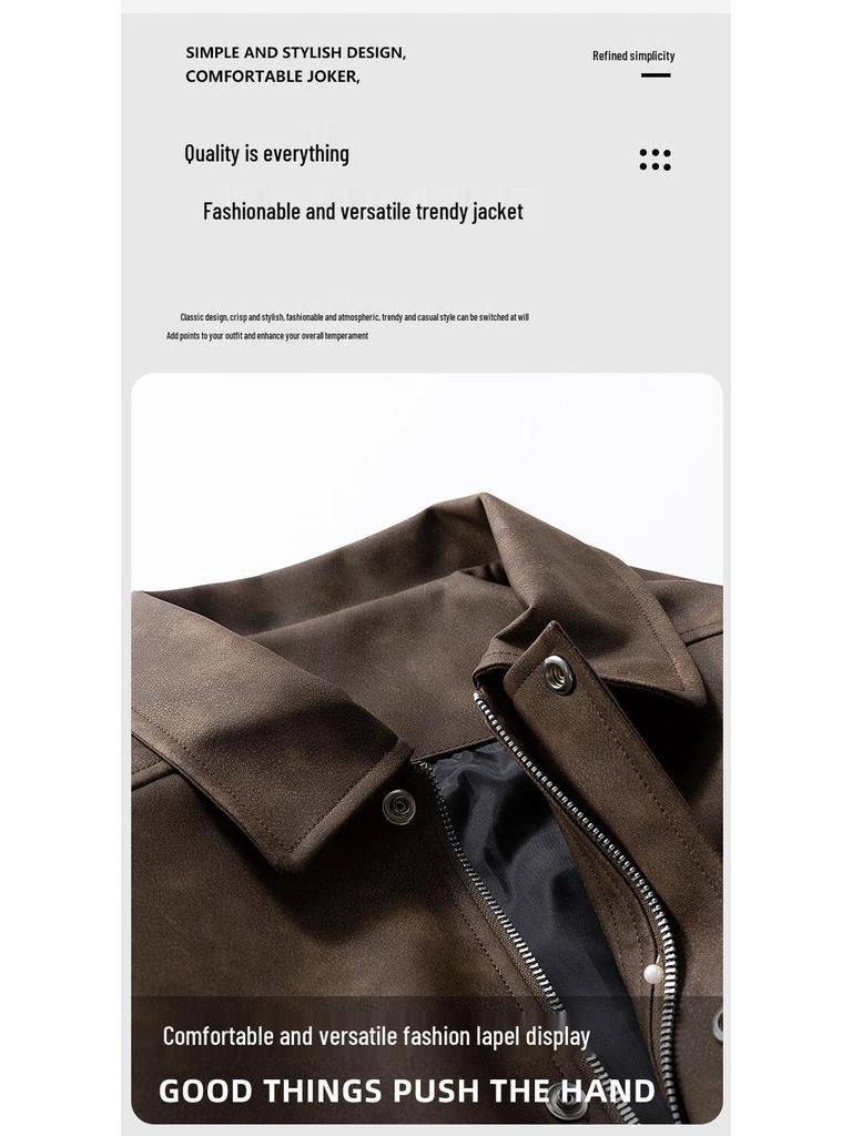 Mark Fairwhale Men's Casual Faux Leather Lapel Jacket