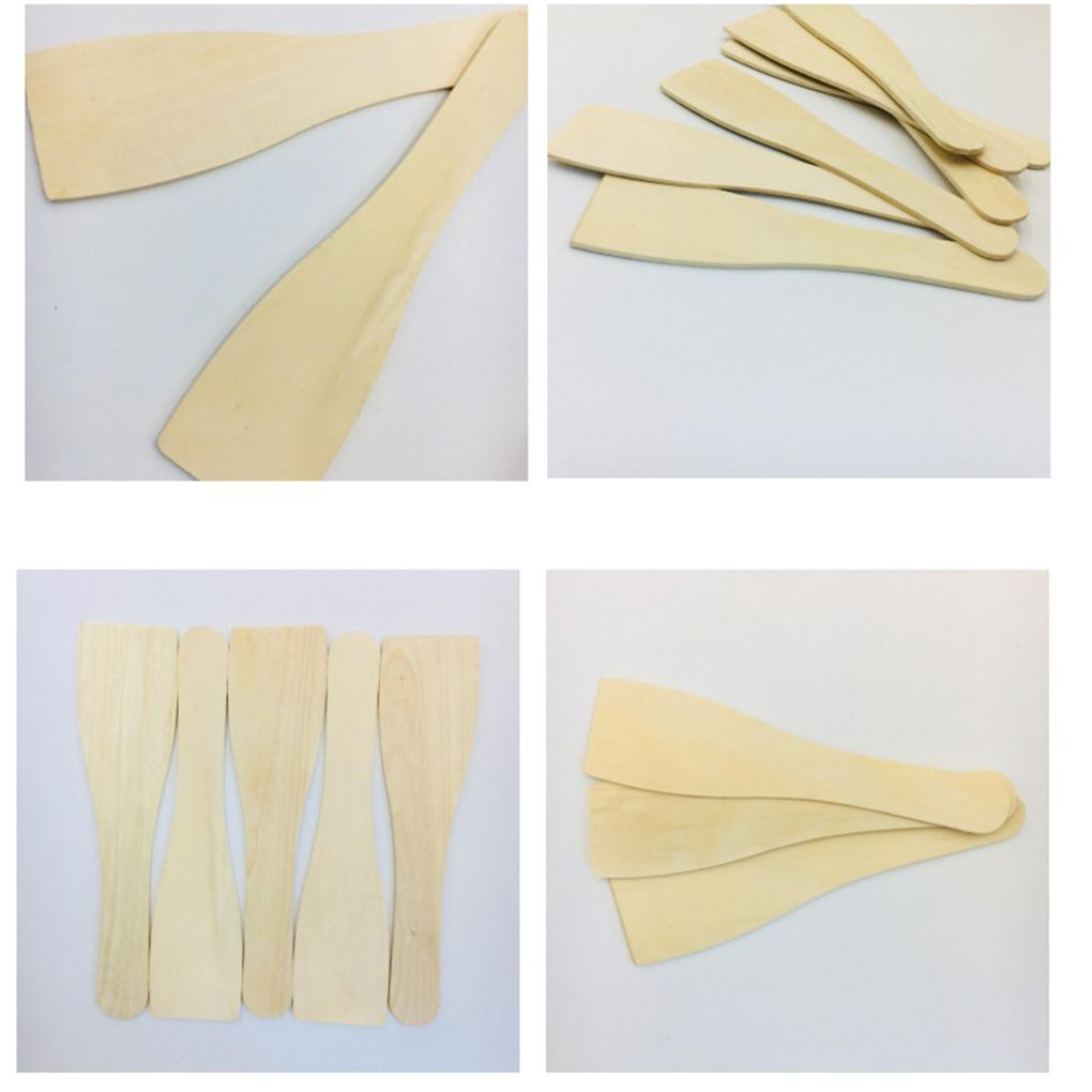10PCS Natural Wooden Pot Kitchen Cooking Utensils Non Stick Pancake Turner Long Handle Spatula