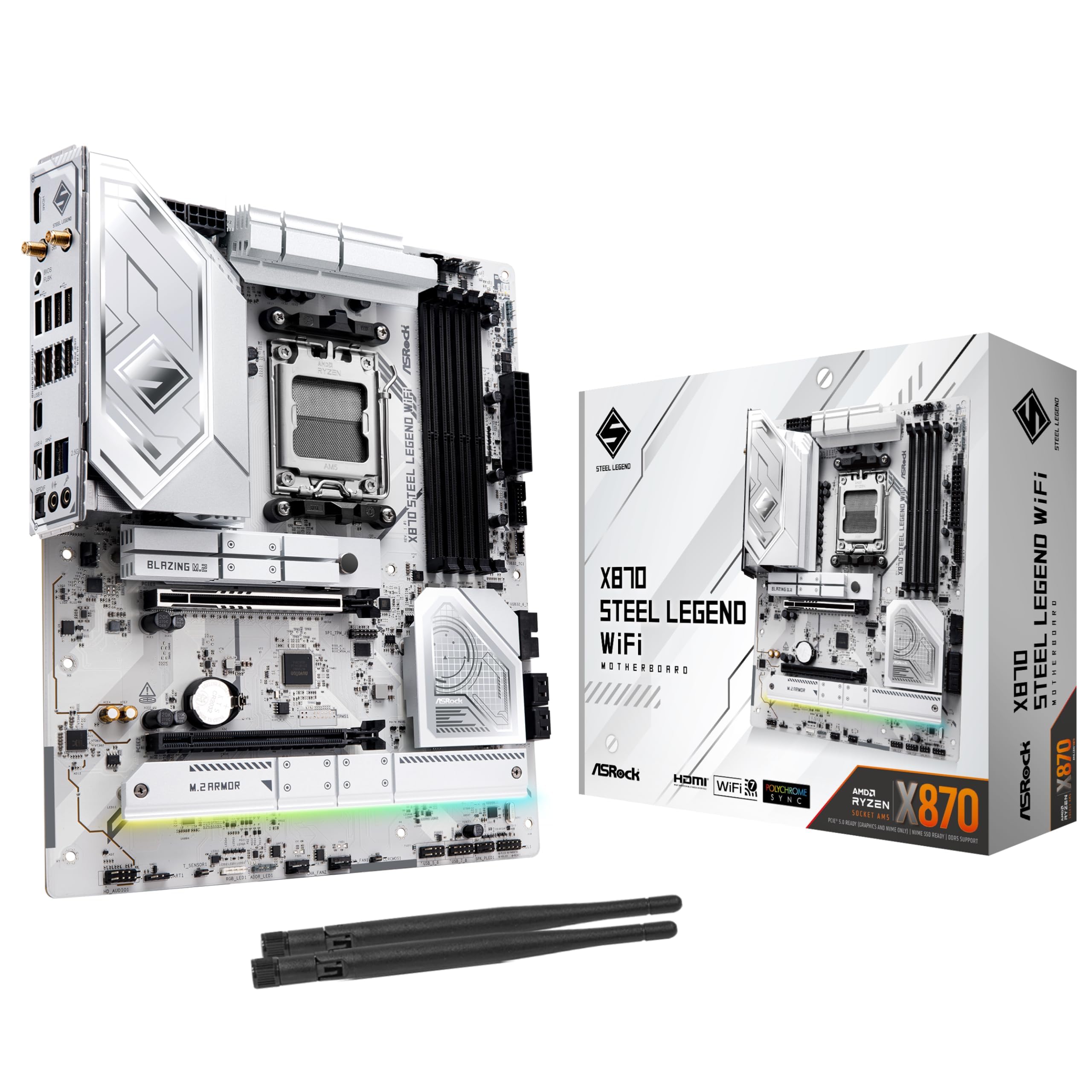 

ASRock X870 Steel Legend WiFi AMD Ryzen 9000 Series CPU X870 Chipset ATX Motherboard Japanese Retailer Motherboard, (Socket AM5), [Official Product]