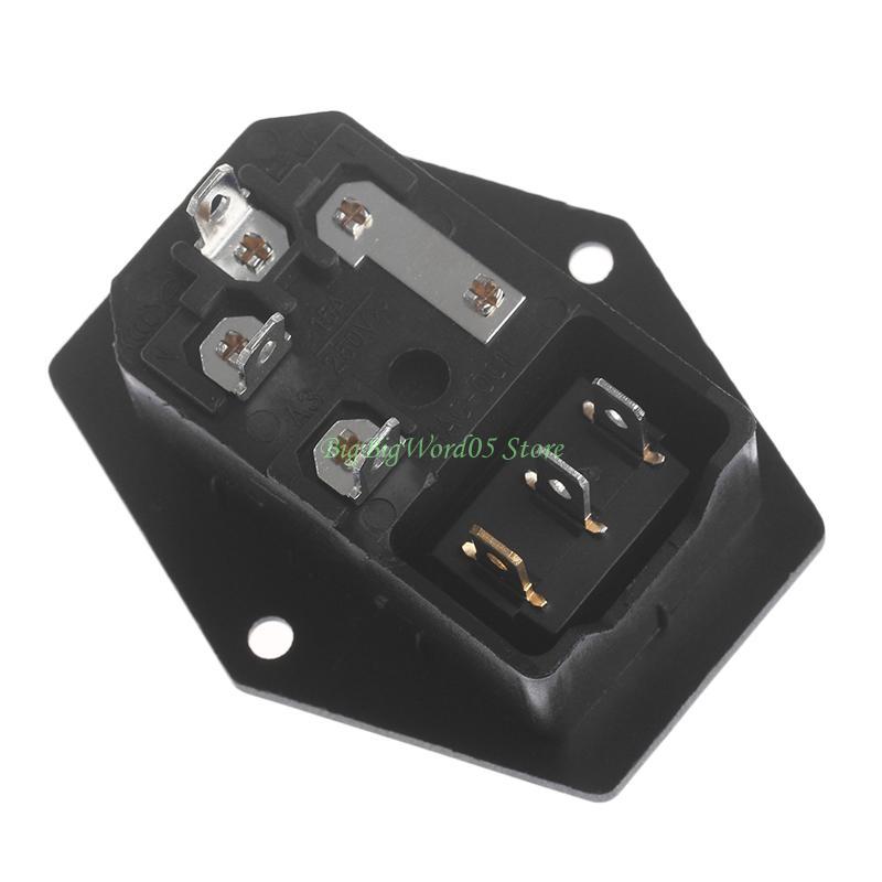 24TE 10Amp 250V Inlet Module Plugs Male Power Outlet with Fuses Switches  Switches Power Outlet Inlet Module Plugs Easy to Use