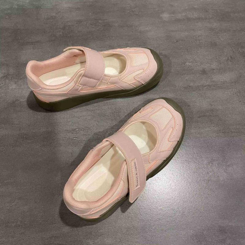 New mesh shoes women's breathable shallow mouth single shoes Velcro canvas shoes niche design casual white shoes trend