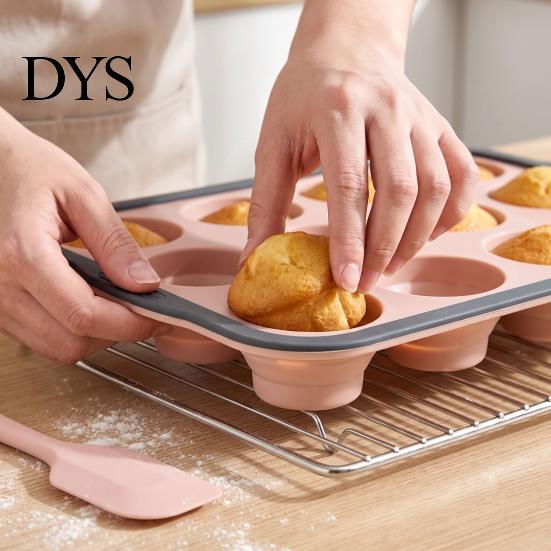 Muffins Baking Tray Silicone Muffin Pan for Baking, 6/12-Cavity Easy Release Cake Clean Mold, Food Grade Nonstick Cupcake Mold Kitchen Flexible Cups