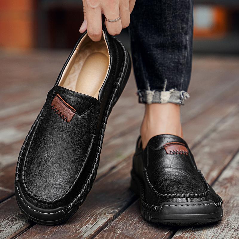 38-46 Men's Leather Casual Shoes Handmade Loafers Comfortable Men's Slip On Shoes Flat Moccasins Men's Sneakers