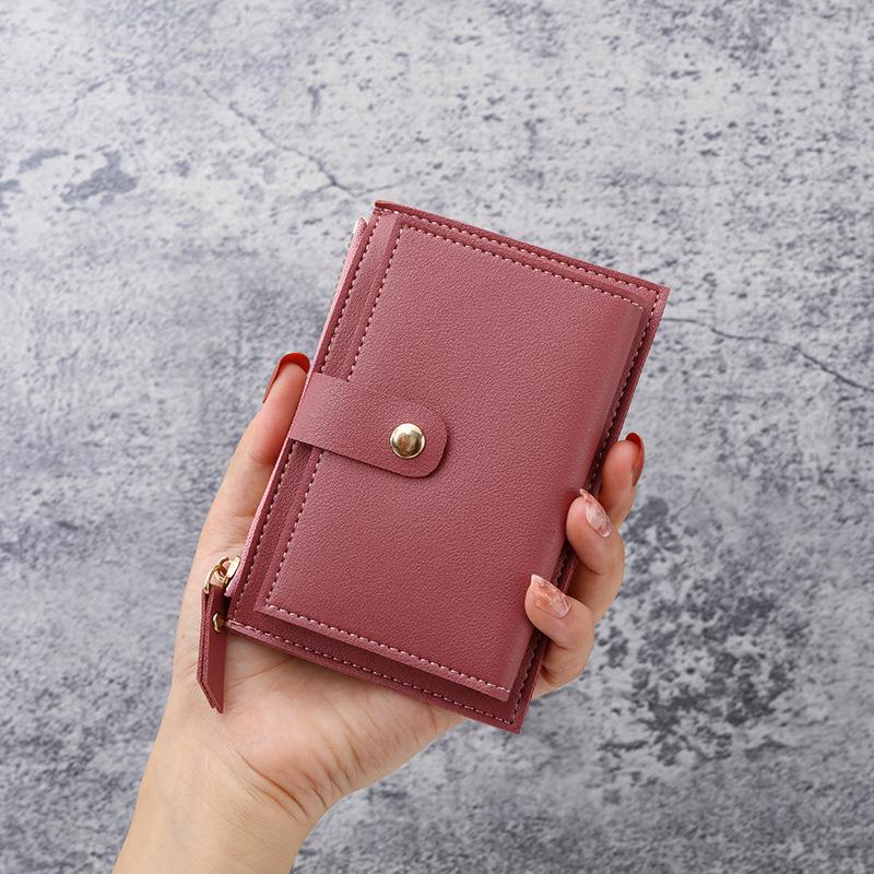 Women's Candy Color Ultra-Thin Zipper Card and Coin Holder