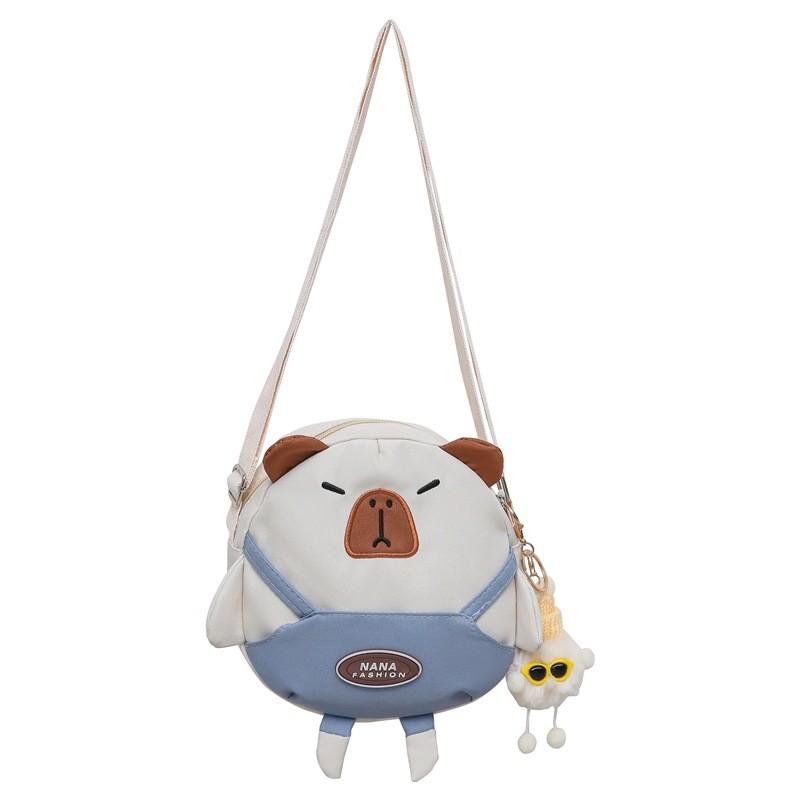 Capybara Polyester Cute Student Crossbody Bag Small Round Bag For Outfit Daily