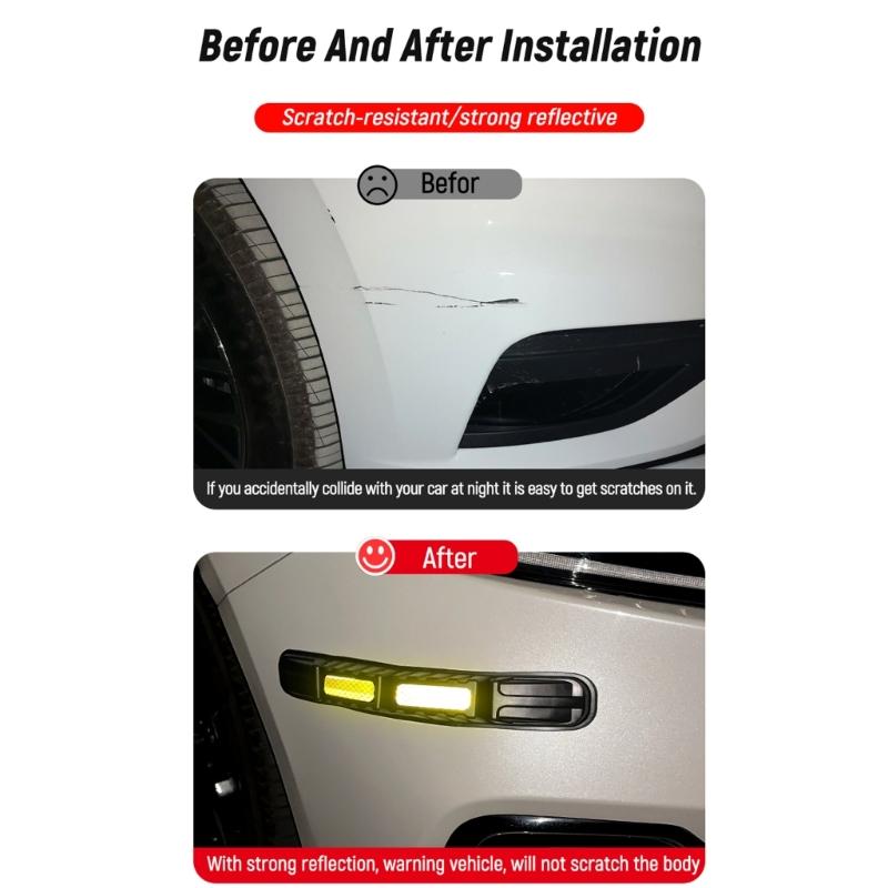 1 Pair Car Bumper Protective Strips Reflective Anti Scratch Tape Adhesive TPU Guard for Vehicle Collision Protection