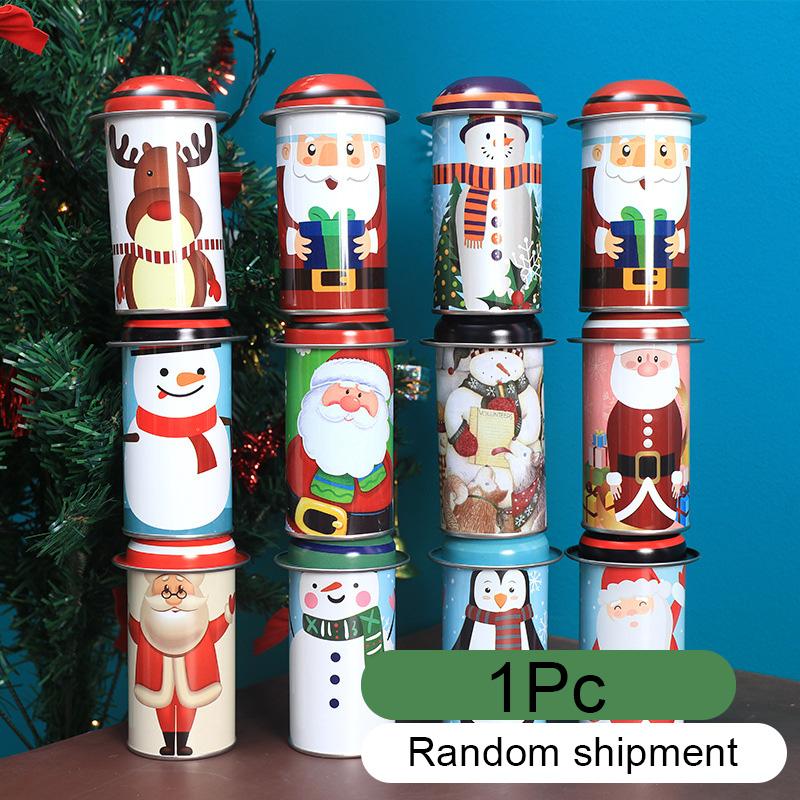 

1 шт. креативная рождественская коробка для хранения конфет, жестяная металлическая герметичная банка, упаковочная коробка, жестяная пластина, хранение конфет и печенья, принадлежности для рождественской вечеринки 11.5x5.5cm