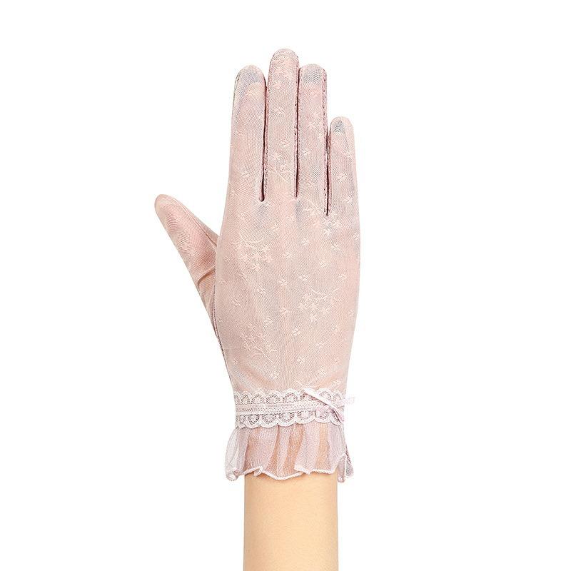 Frühlings- und Sommer-Spitze Damen Langfinger Radsport Sport Fahren Outdoor Beschattung Licht Atmungsaktiv Kühle Touchscreen-Handschuhe