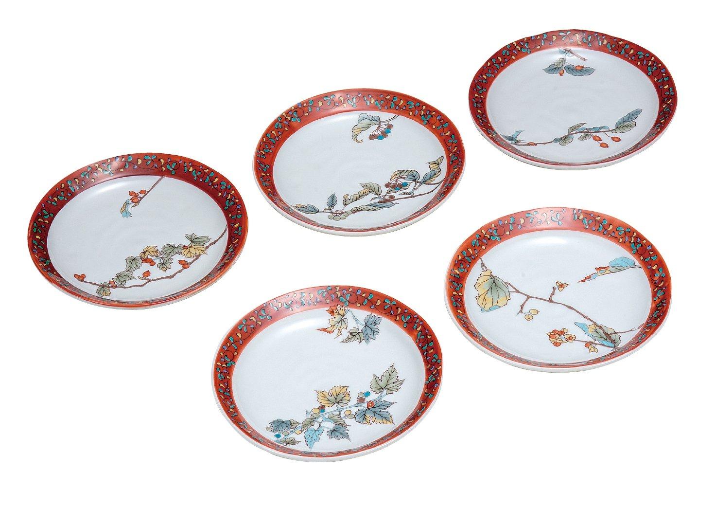 

Maruyone Kutani ware 5 plate nut picture No. collection/different K5-69