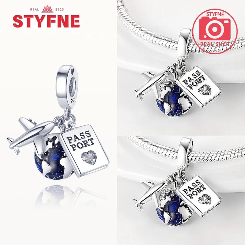 Copper Metal Colors Airplane Globe & Passport Dangle Charm Bead Component Bead Components Compatible With Authentic Original Bracelet High Quality