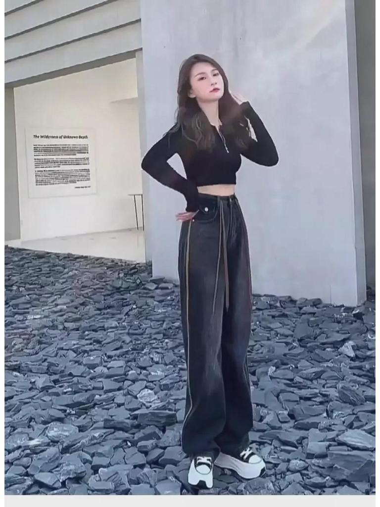 2024 High Waist Wide Leg Jeans for Pear-Shaped Plus Size Women - Slimming and Comfortable Fit for Spring and Autumn