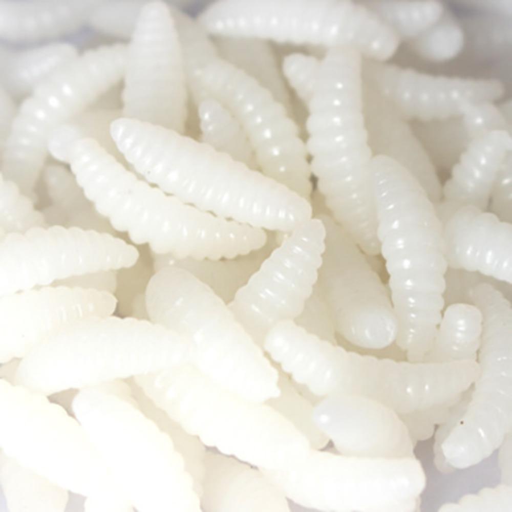 50PCS 2.1cm 0.5g Soft Fishing Lures Artificial Design Soft Texture Breadworm Lure Silicone Material Maggot Lure