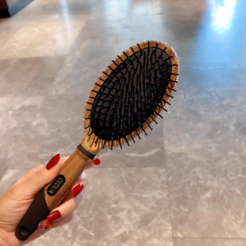 

Роскошная щетка с длинной ручкой и стразами, с воздушной подушкой - Антистатическая массажная расческа для элегантной укладки