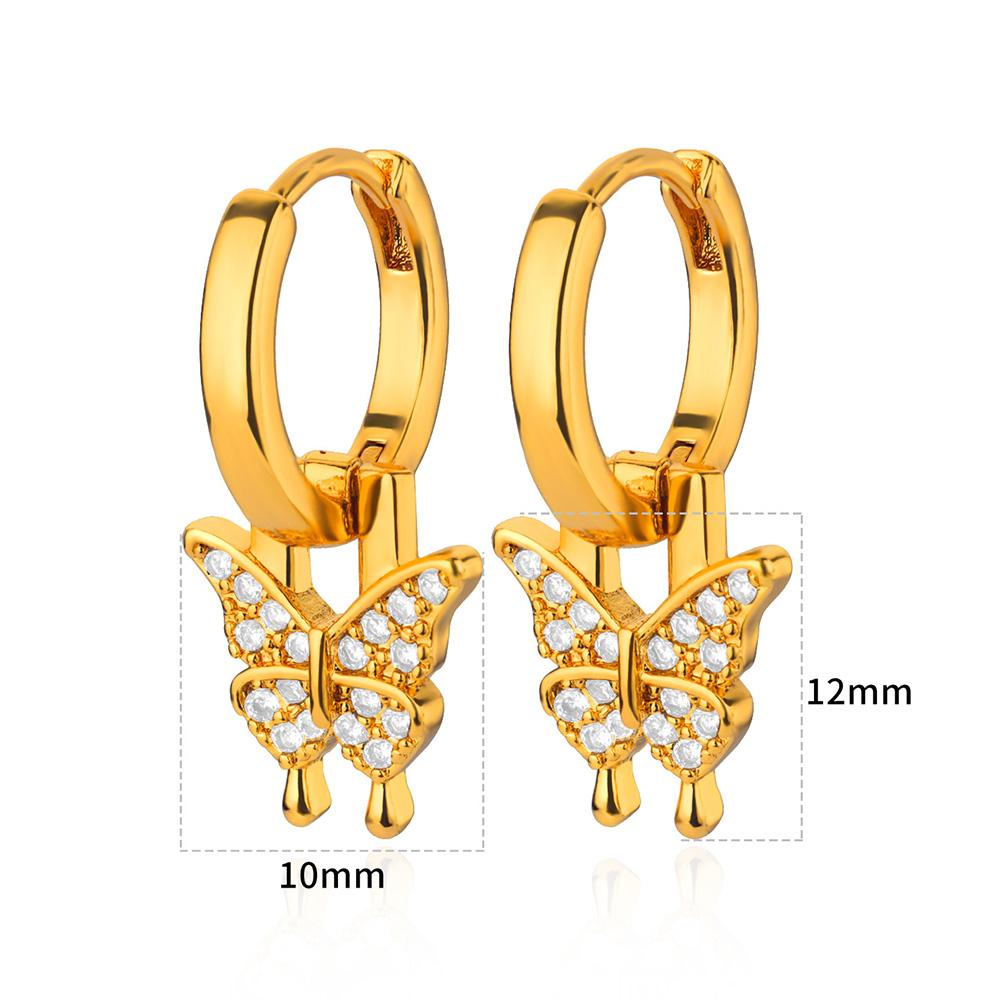 

Butterfly Dangle Earrings for Women Stainless Steel Drop Earrings 2024 New Trend Wedding Ear Zircon Gift aretes