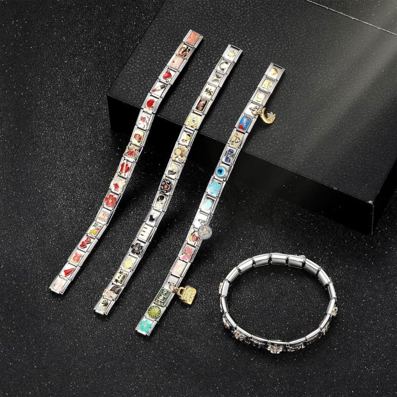 100-teiliges italienisches Charm-Armband-Modul-Set, austauschbare modulare Glieder aus Edelstahl, Komponenten zur Schmuckherstellung