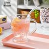 Floral Bow Large Capacity Glass Cup with Handle