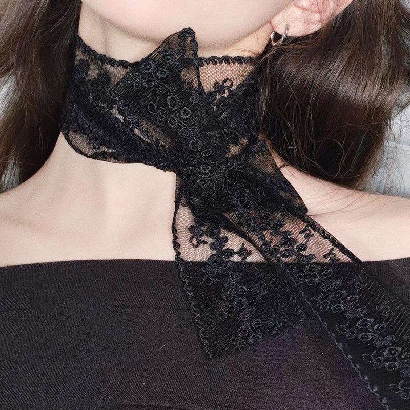 Sexy Lace Bow Necklace for Women Choker for Party Accessory Black White Flower Lace Elegent Necklace Romantic Birthday Gifts