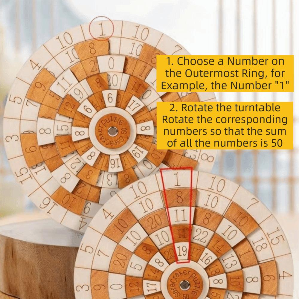 Classic Number Wooden Puzzle Round Turntable Brain Teaser Toy Number Puzzle  Children Learning