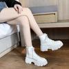 Fashion Autumn Women's Boots PU Leather Women Mid Calf Boots Soft Soled Non Slip Platform Shoes Lace Up Fashion Women Shoes High Quality