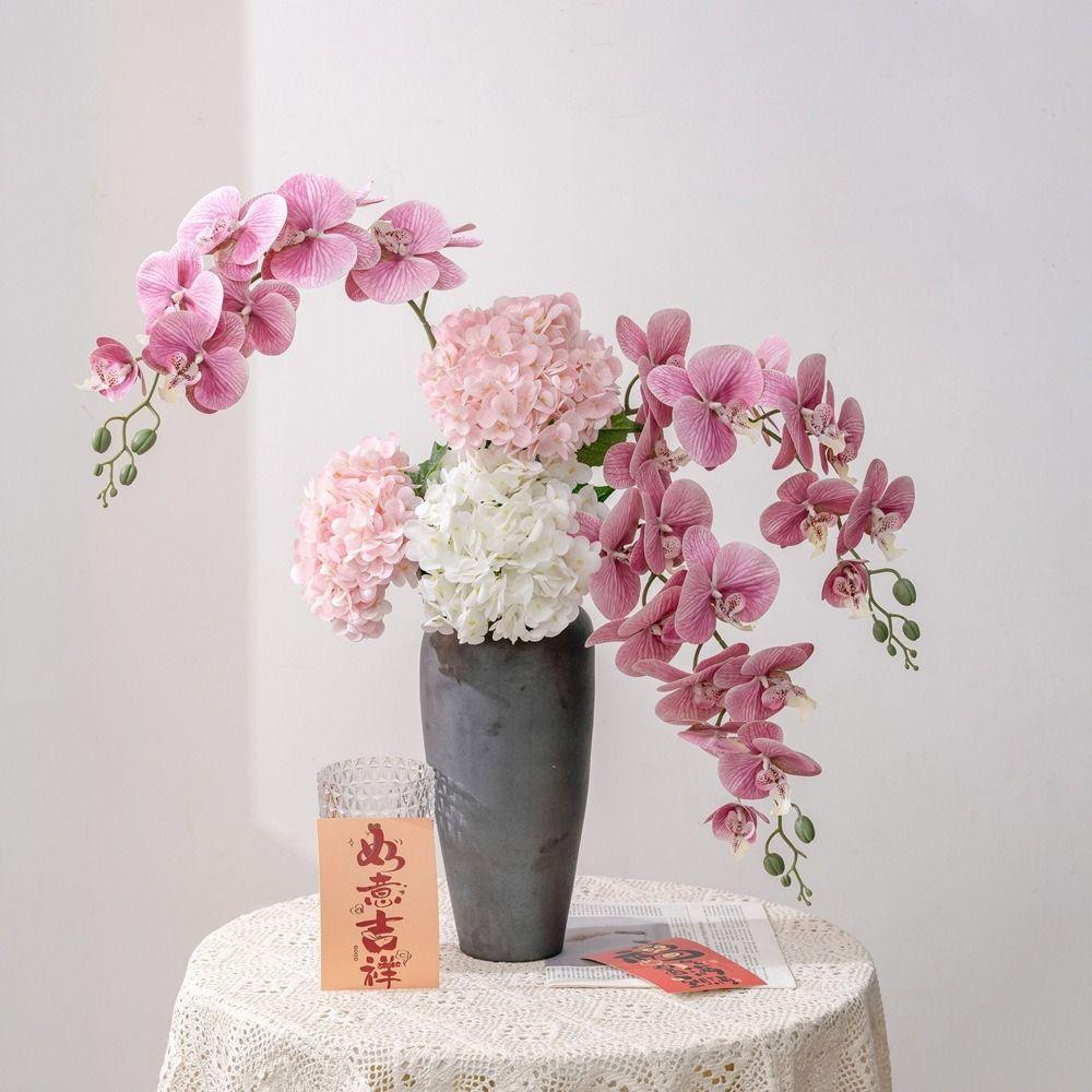 

98cm Artificial Phalaenopsis Branch 3D Printing Fake Moth Orchids Green Plant Wedding Party Style 9