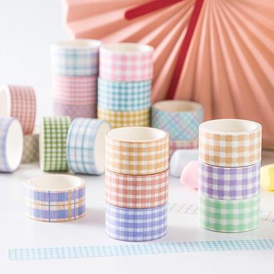 Set de Cinta Washi a Cuadros - 4 Rollos para Agendas, Álbumes, Diarios y Decoración DIY