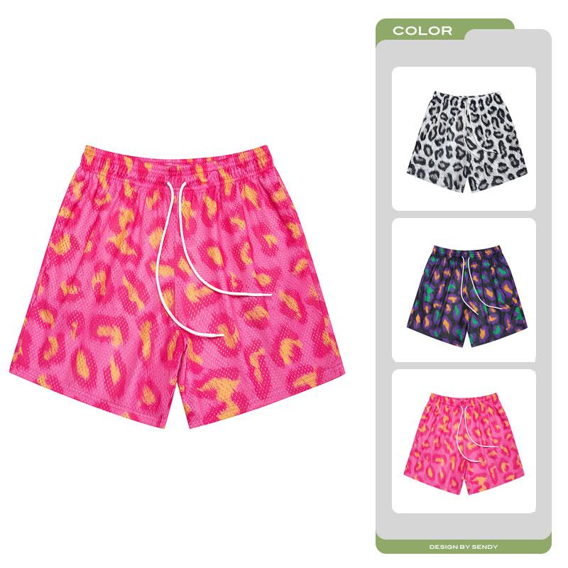 Nuovi Pantaloncini Estivi Americani Larghi per Coppia Sportivi Stampa Leopardo Moda Casual da Uomo Pantaloni da Basket