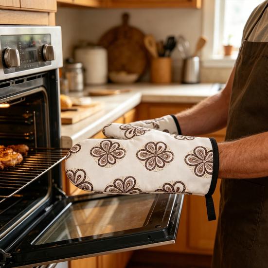 2Pcs Heat Resistant Oven Mitts Insulated Gloves Thick Baking Gloves with Anti-Scalding Layer Non-Slip Non-deforming Kitchen Mitts for Baking Cooking