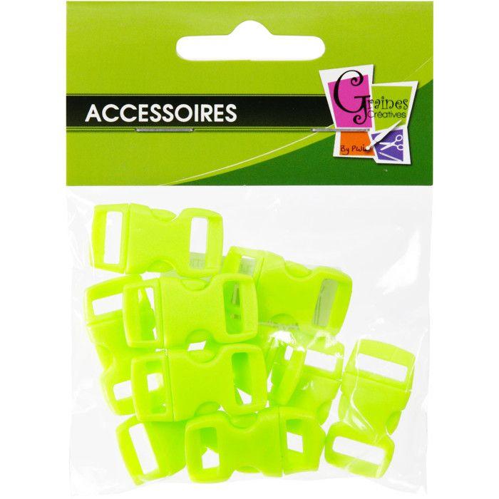 Créacord - Fermoirs clips plastique (idéal Créacord) 3 x 1,5cm Vert x10