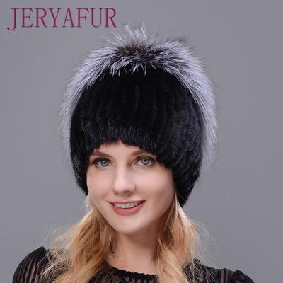 Neue Stil Winter Warme Mütze Kaninchen Fell Blume Mit Fuchs Pelz Auf Der Oberseite Natürliche Importierte Nerz Pelz Warme Mütze für frauen Ohr Warme Mütze