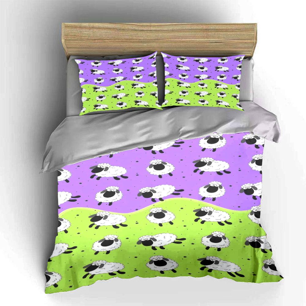 Cute Sheep Pattern Bedding Set Multiple Sizes Kid'S And Adults' Bedroom Exquisite 3Pc Bedding Set, Gift