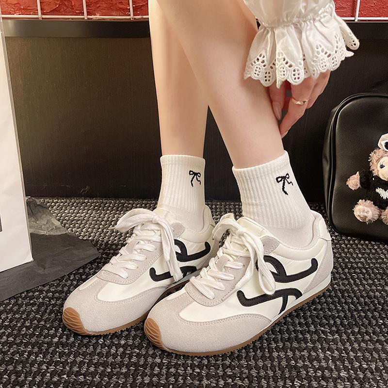 Leather Women's Casual Trainers Chunky Heel Platform Luxury Sneakers Flat Heel Runway Sport Shoes Female Lace Up Daily