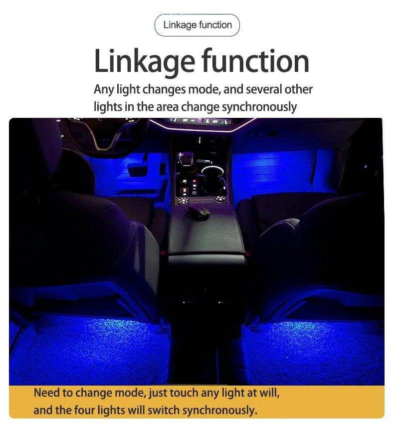 For Skoda Rapid 2013~2020 Car Footwell Lights Touch LED Light Trim Kit Ambient Atmosphere Neon Lights Bulbs Interior Accessories