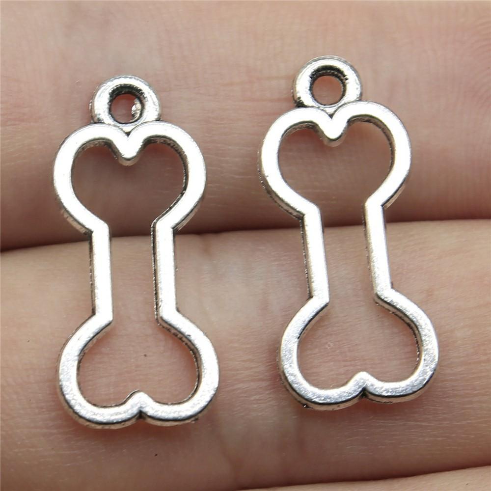 20pcs Bone Pendant Charms Antique Silver Color Bone Charms Jewelry DIY Bone Charms For Bracelet Making