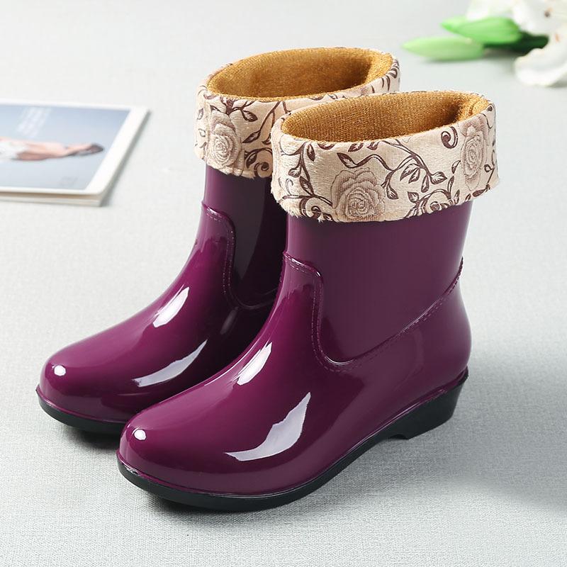Four Season Warm Water Shoes, Midsole Anti Slip Rain Shoes, Korean Version Women's Rain Boots, Waterproof Wash Shoes, Work Shoes