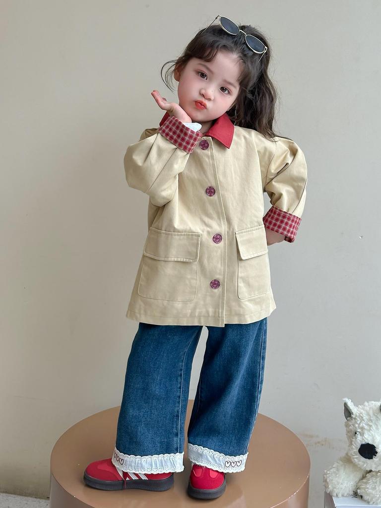 Girls' Spring & Autumn Trench Coat 2025 - New Style for Little Girls & Babies, Children's Outerwear