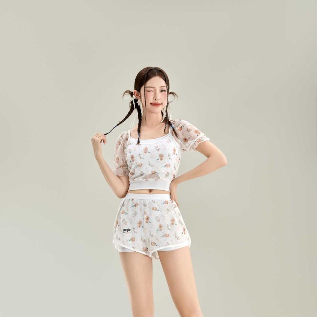 Floral Two-Piece Swimsuit for Women: Fresh INS Style with Flat-Leg Pants for Beach