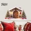 Holiday Party Supplies Snow House Wall Sticker for Christmas, Waterproof Stone Winter Decoration Decal, Removable Mural Living Room Bedroom Decals