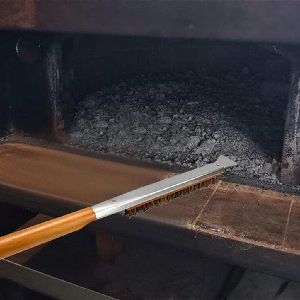 Pizza Oven Brush 53.5cm, With Stainless Steel Scraper And Brass Bristles