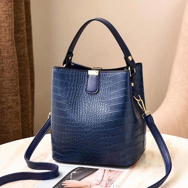 

Yogodlns Retro Alligator Bucket Bags Women Crocodile Handbag Large Capacity Crossbody Bag Shoulder Messenger Bag Phone Purse 20x14x22cm