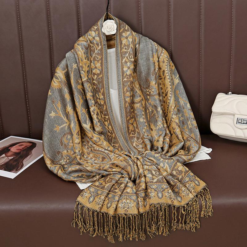 Luxury Winter Cashmere Shawl Lady Wrap Warm Autumn Scarves Design Print Female Foulard Cotton Stoles Scarf