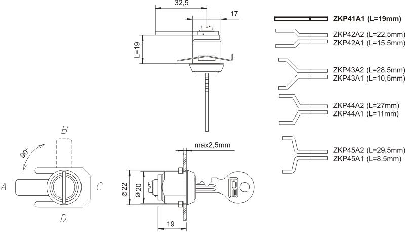 NICKEL CASSETTE LOCK ZKP-41 A1 - MP ZM ZKP41