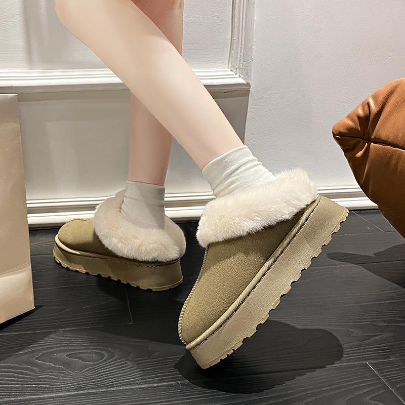 European and American Large-size Autumn and Winter New Thickened Warm Snow Boots for Women with Thick Soles and One Pedal of Fluffy Boots