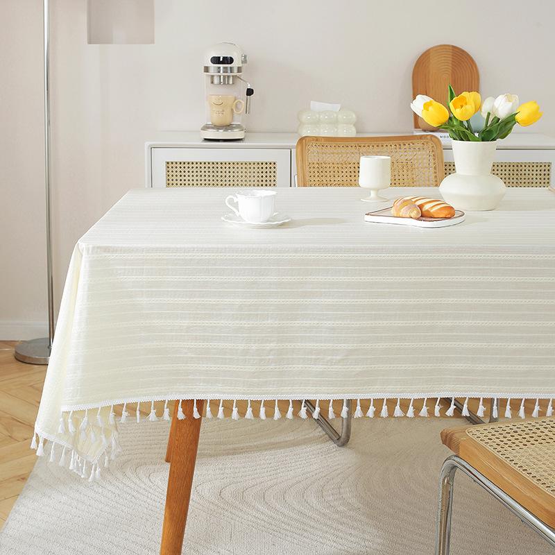 Pastoral Small Fresh Lilac Embroidered Tablecloth Geometric Rectangular Cover Towel Coffee Table Table Cloth Cover Cloth