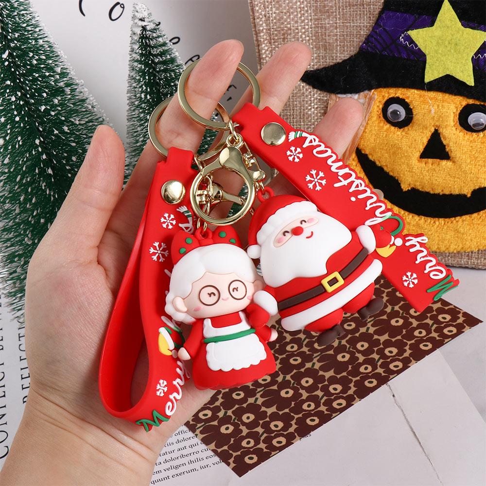 Ornament Kids Gift Decorations Rubber Doll Car Key Ring Christmas Keychain Key Chain Bag Charm