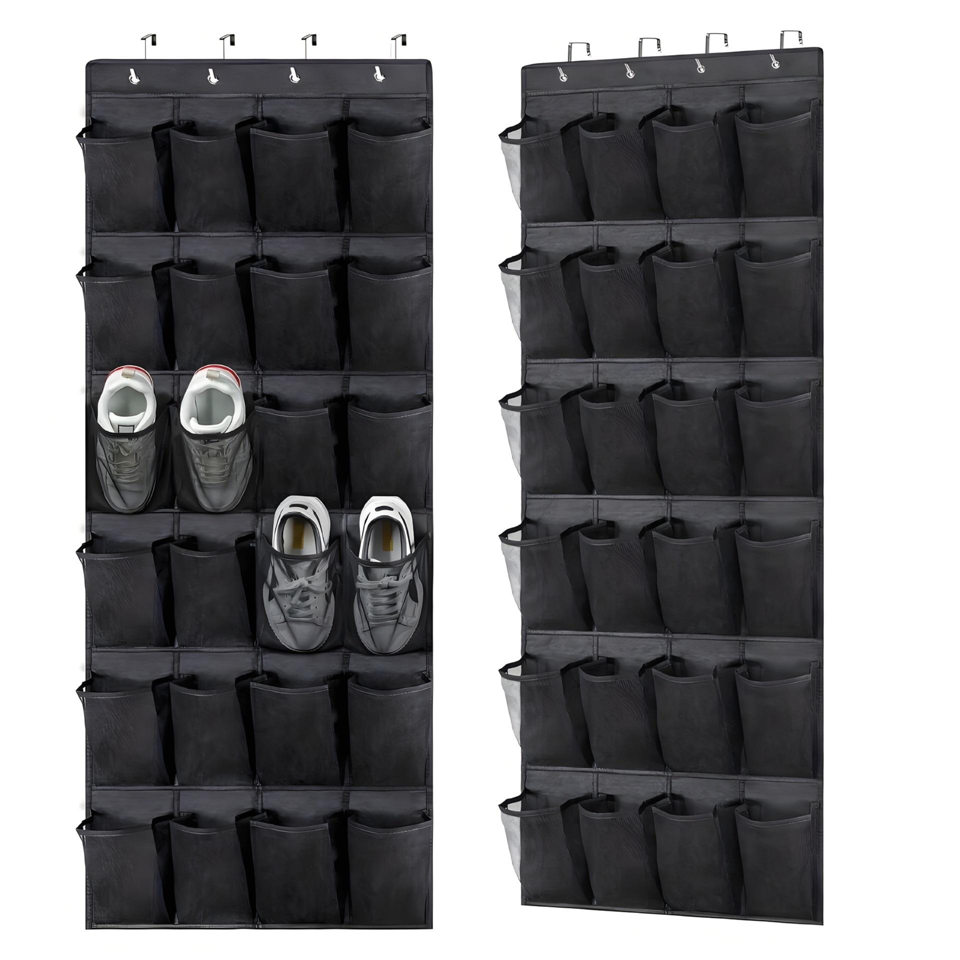 Multi functional door back shoe storage Large Mesh Pockets With 4 Hooks Transparent Fabric Shoe Rack Storage Bag For Bedroom 14 grids чёрный 3460₽
