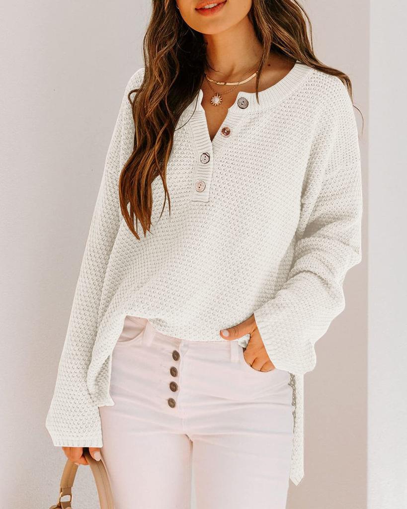 European and American Autumn/winter New Women's Half-cardigan Knit Sweater, Buttoned Open-front, Casual Loose Solid-color Sweater for Women