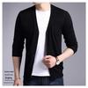 2023 Men's Korean Style Black Knitted Cardigan - Spring/Autumn Button-Up Loose Sweater for Middle-Aged Men