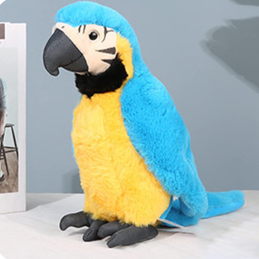 Zerodeko Fluffy Blue Parrot Plush Toy, Cute, Realistic Bird, Perfect for Kids, Christmas, or New Year's Gifts